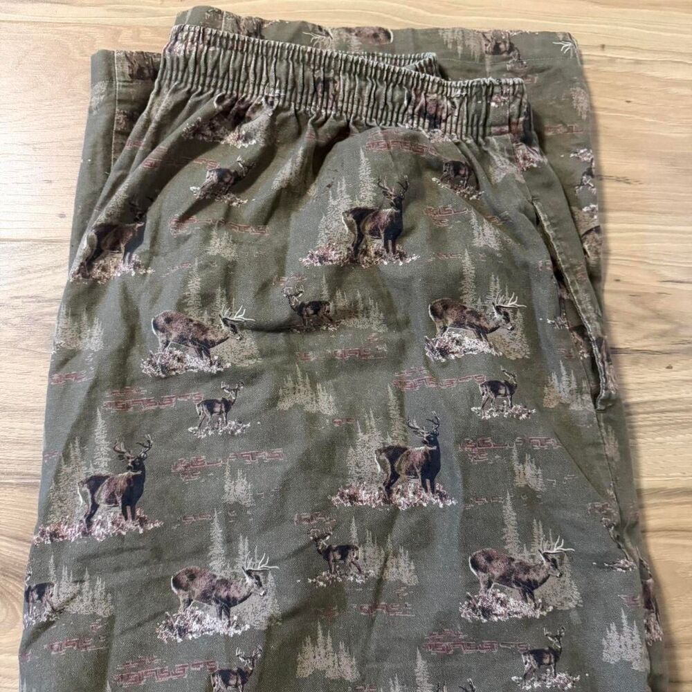Vintage 00s Cabela's Aop Deer Nature Sweats baggy wide leg Size XXL